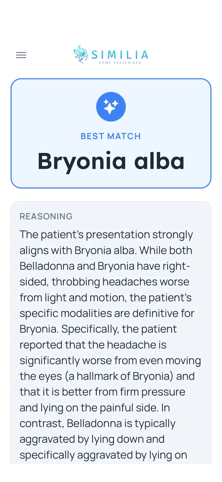 See the matched remedy with its reasoning
